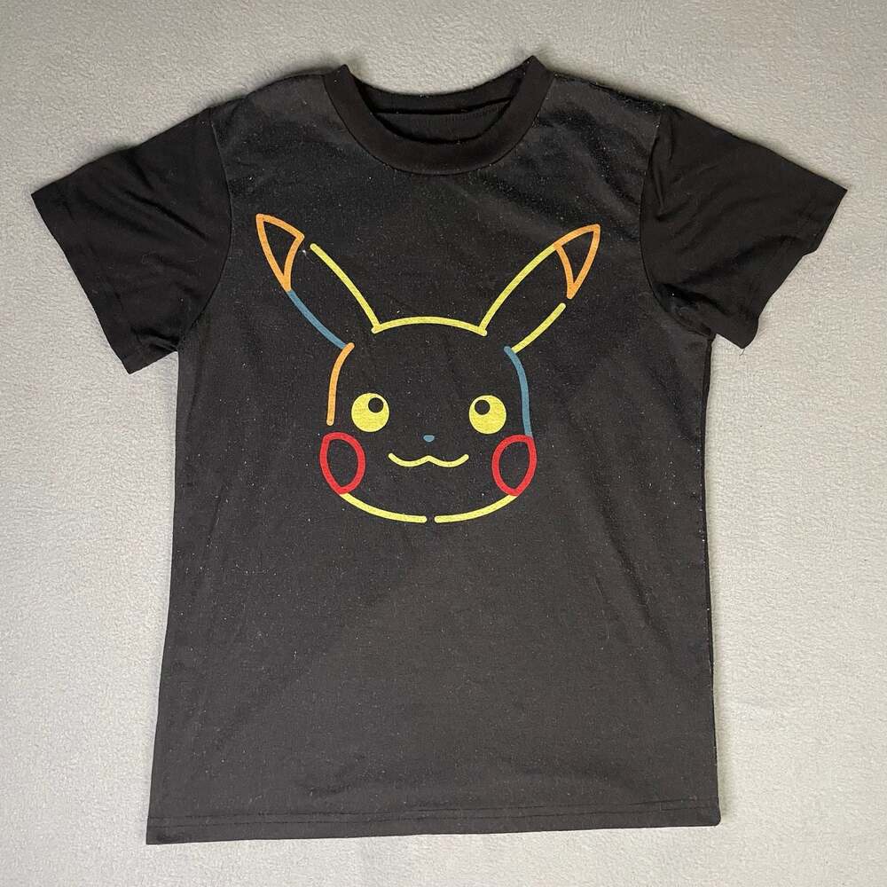Pokémon Neon Pikachu Outline Size Boys Youth Medium 8-10 Graphic T-Shirt Black